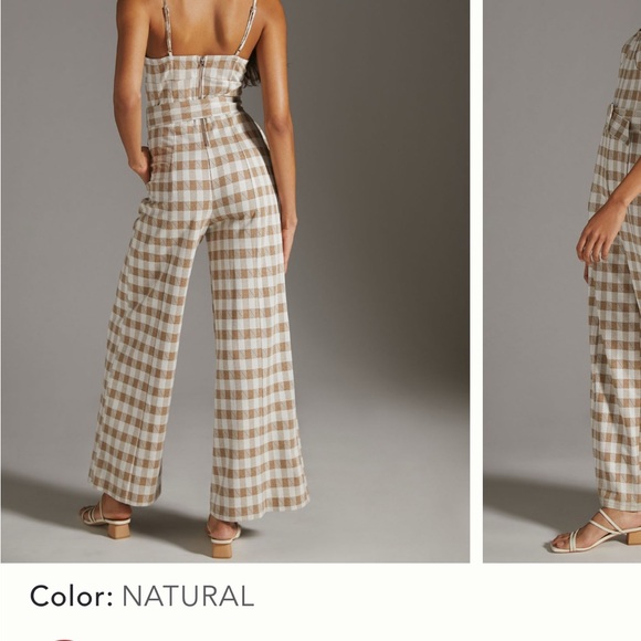 En Saison Beige Checkered Jumpsuit - Picture 2 of 6